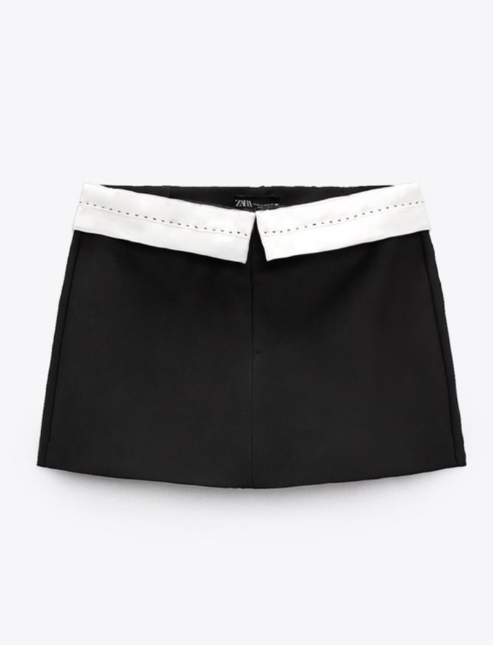 ZARA Black Mini Skort w/ Cream Contrast Waistband